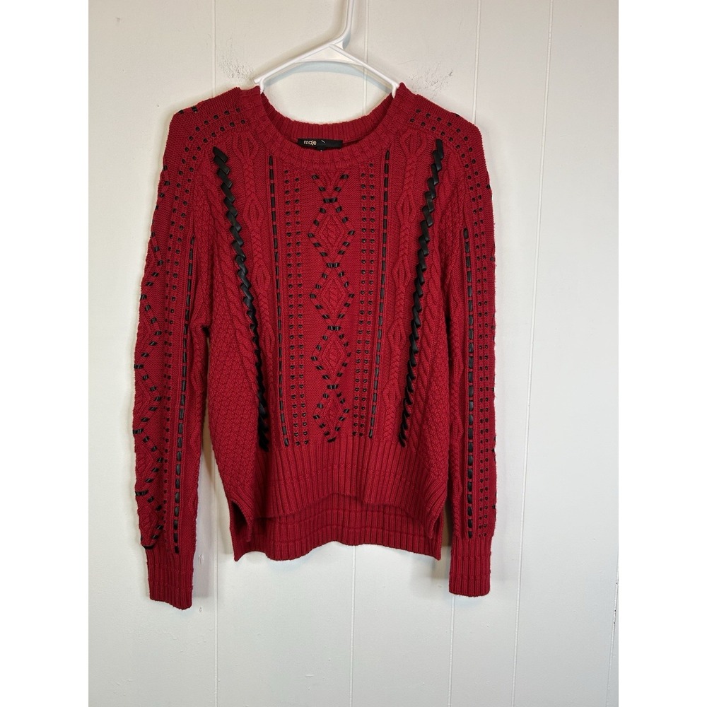 Maje Women's Size 3/L The Twisted Sweater In Red New With Tags 352